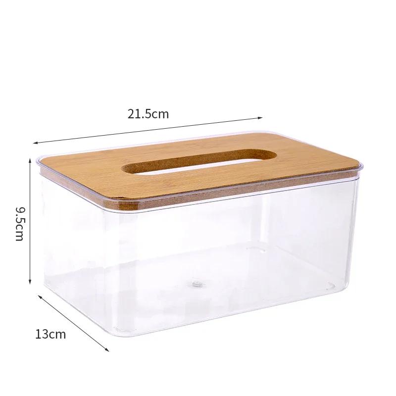 Tissue Clear Box Napkin Household Transparent Rectangular Transparent Table Tissue Wooden Modern Desktop Creative Box  Holder