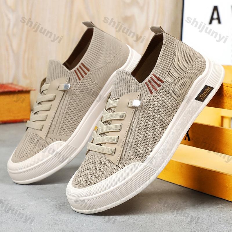 Men Sneakers 2026 Summer New Fashion Lace Up Breathable Mesh Hollow Non Slip Casual Shoes Lightweight Comfortable Slip on Flats