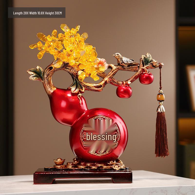 Persimmon Wealth-Attracting Gourd Ornament for Living Room, TV or Wine Cabinet