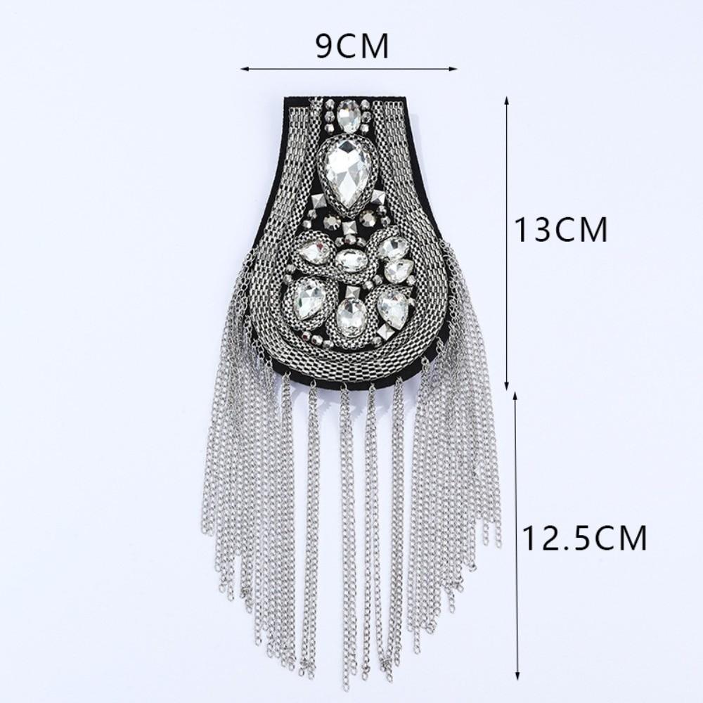 Rhinestone Tassel Epaulette Brooch Pin Beads Clothing Accessories Shoulder Brooch for Men Women