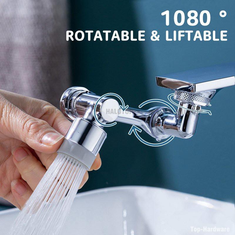 New 1080 Degree Rotatable Extension Faucet Sprayer Head Universal Bathroom Tap Extend Adapter Aerator 2 Modes Faucet Extender