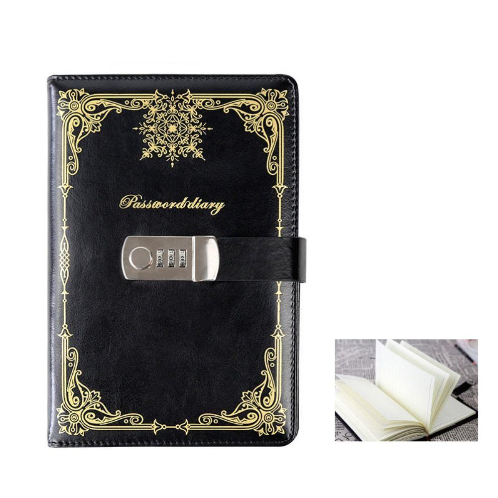 PU-Leder Tagebuch Schreibblöcke Hardcover Abschließbar Geheimnisse Journal Vintage Persönliches Notizbuch Herren