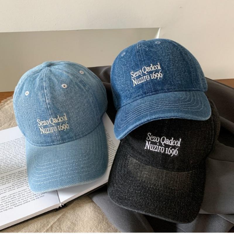 Retro washed denim baseball cap female couple versatile big head circumference sunshade cap male face small