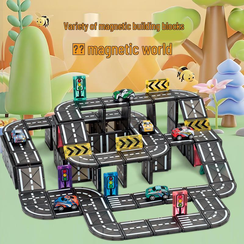 Magnetic Tiles: Stained Glass Puzzle & City Tracks for Kids 3+