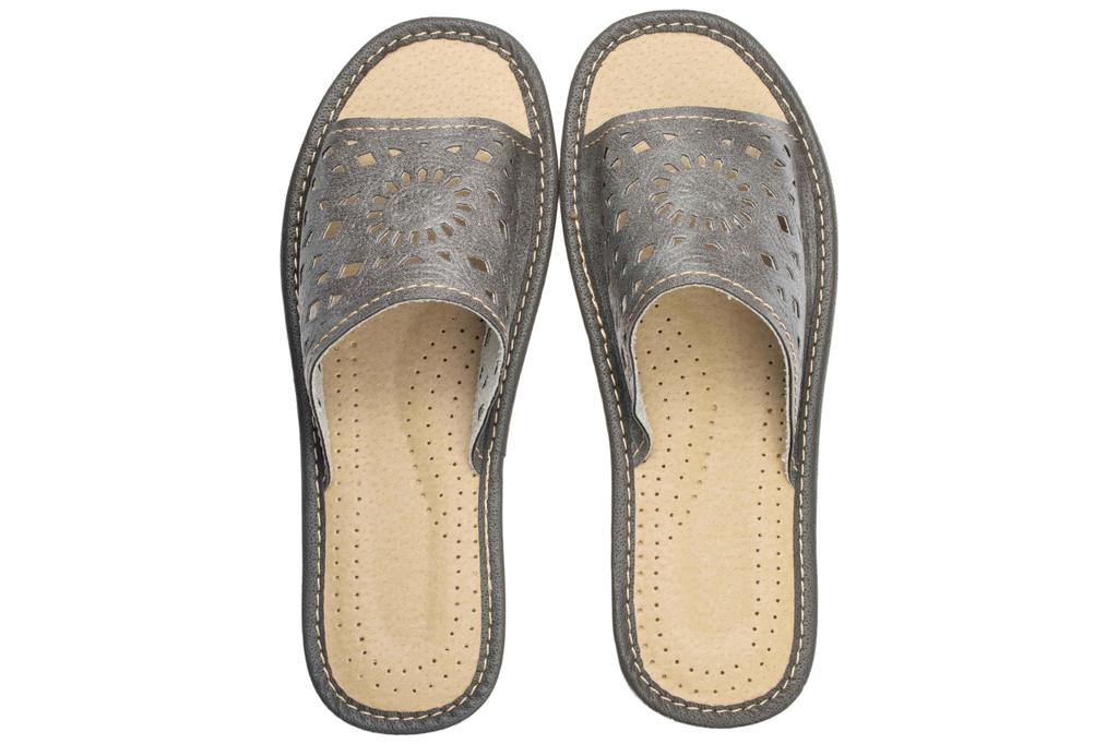 Gray women's slippers "Rozeta", comfortable women's slippers 42
