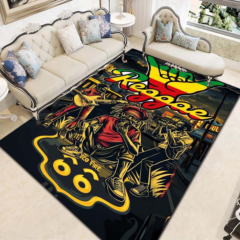 Bob Marley Culture Print Flannel Area Rug Non‑Slip Floor Mat For Couch Bedroom Game Room Living Room Home Holiday Decor Gift