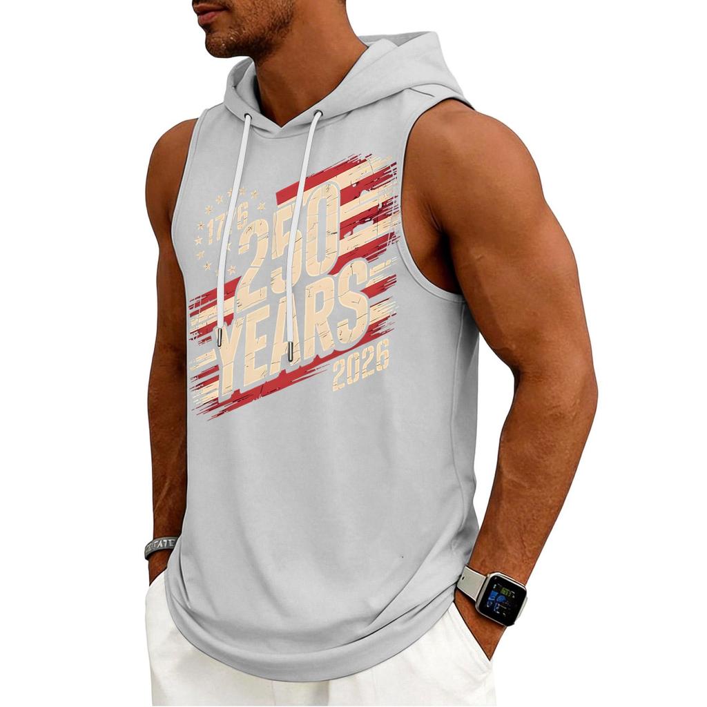 Men's Tank Top Gym Sleeveless Hoodie Shirt Washed Sports Muscle Shirts Fitness Vest With Hood
