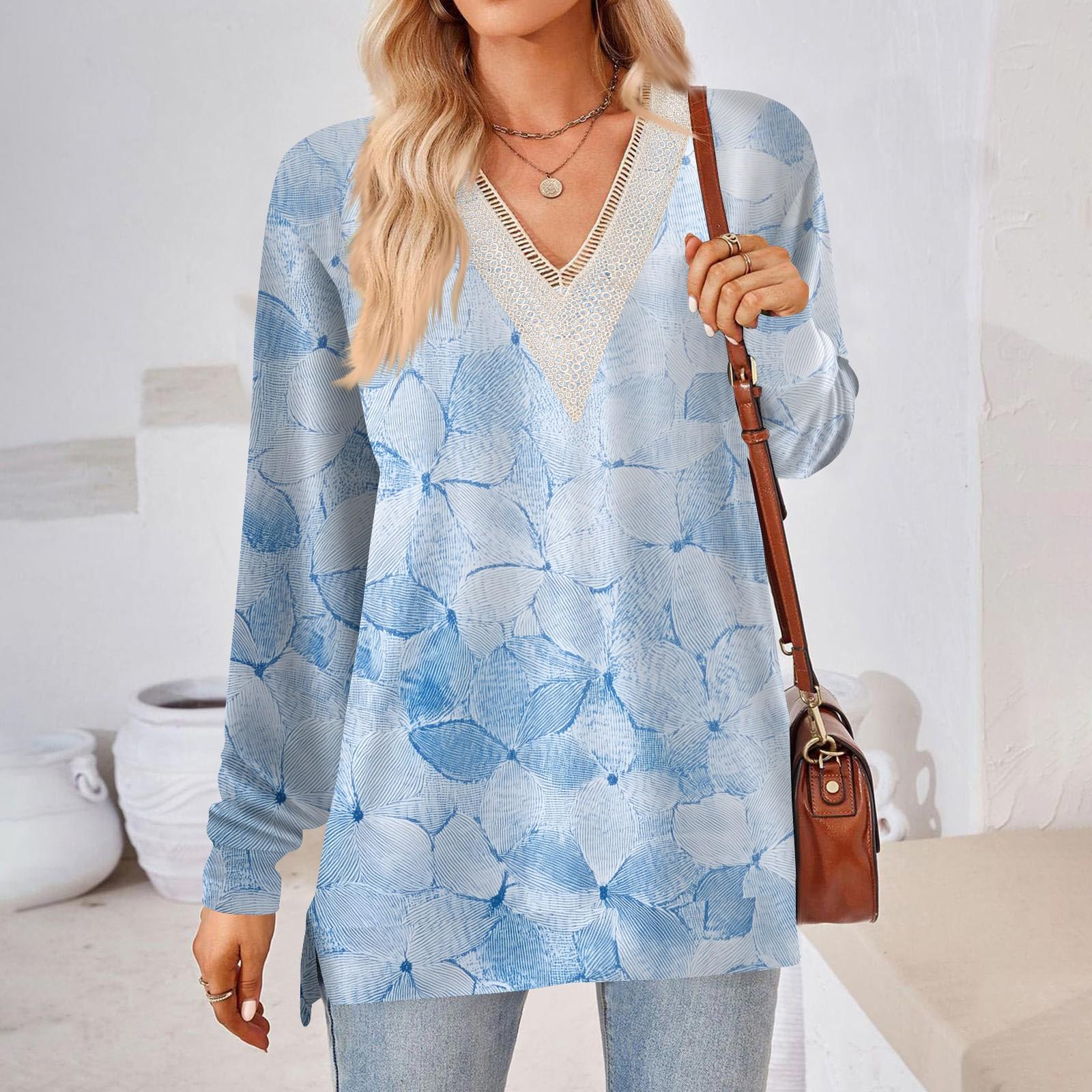 

Женские топы Свободные свободные футболки с длинными рукавами контрастного цвета и разрезом Женские топы XXL