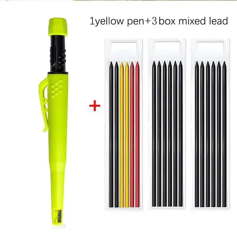 2-in-1 Solid Carpenter Pencils With Sharpener Carpenter 2.8mm Solid Mechanical Pencils Marking Tools Construction/carpenters