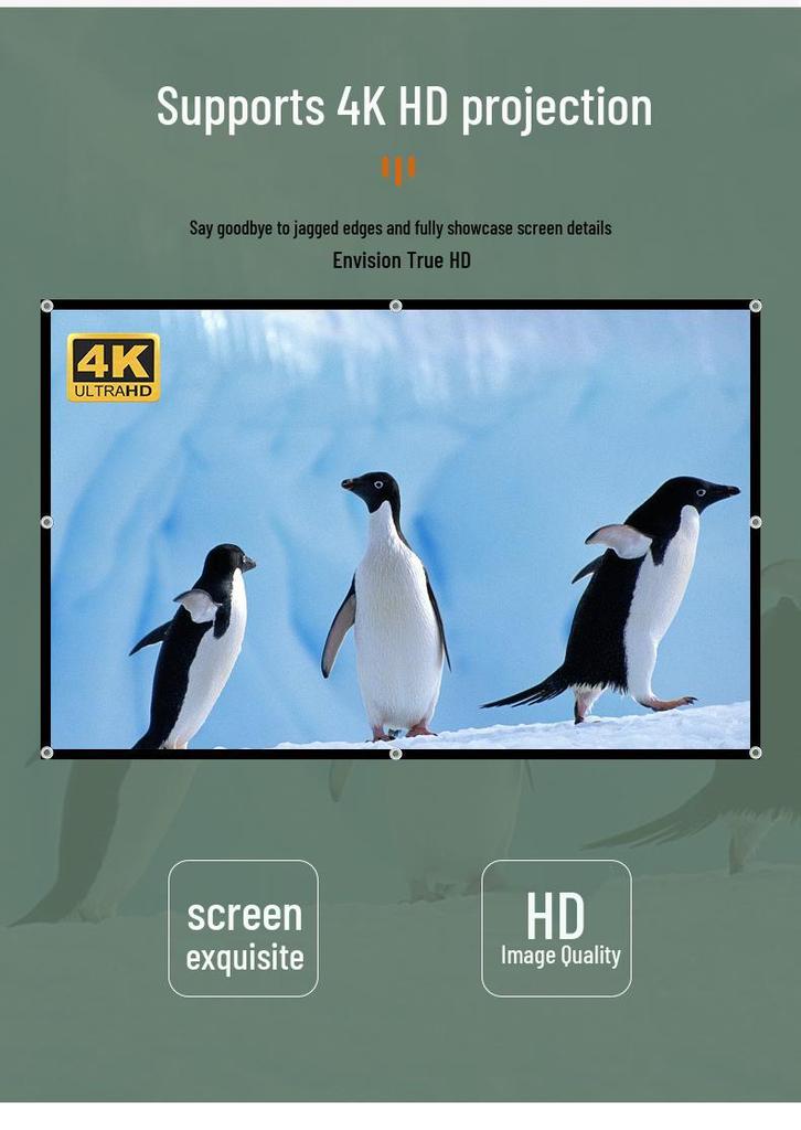 Portable 4K HD Projector Screen, 100-120 Inch Foldable Display for Home Movies