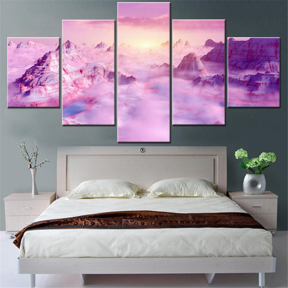 

5 Pieces Canvas Wall Arts Poster Painting Nature Landscape Digital composition Wallpaper Interior Home Decor Picture Printing 20X35 20X45 20X55CM