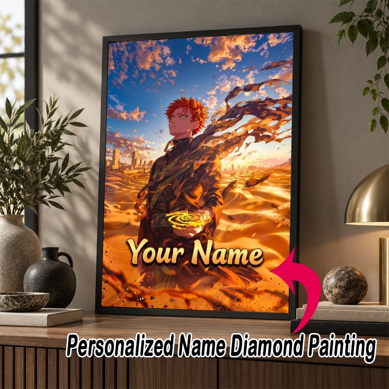 Personalized Gaara Naruto Diamond Art Custom Name 5D Diamond Painting Full Drill DIY Craft