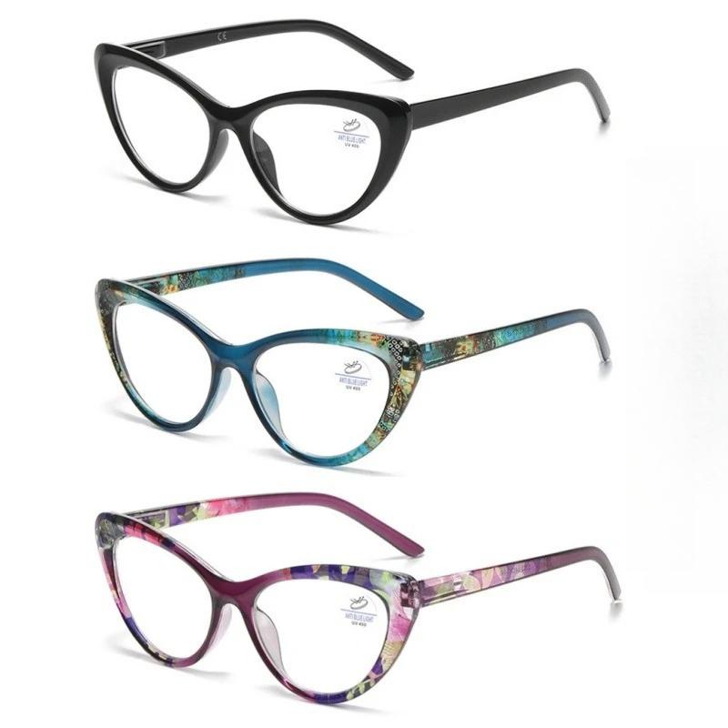 Neutral Fashion Cat-Eye Blue Light Blocking Reading Glasses Women's New Luxury Elegant High-Definition Reading Glasses +3.5+4.0