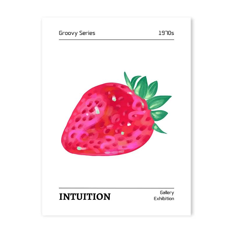 

Colourful Rose Funky Dice Strawberry Element Poster Girl Avant-Garde Room Cherry Canvas Painting Modern Home Decor Wall Art 21cm×30cm NoFrame