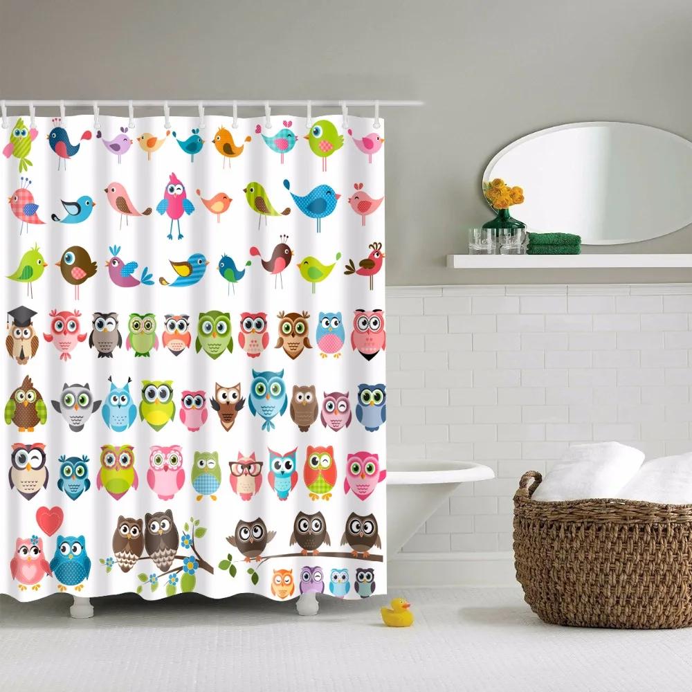 Bathroom Shower Curtain Animals Elephant Horse Deer Zebra Bird Fabric Waterproof Polyester Bathroom Curtain With Hooks 180X180Cm