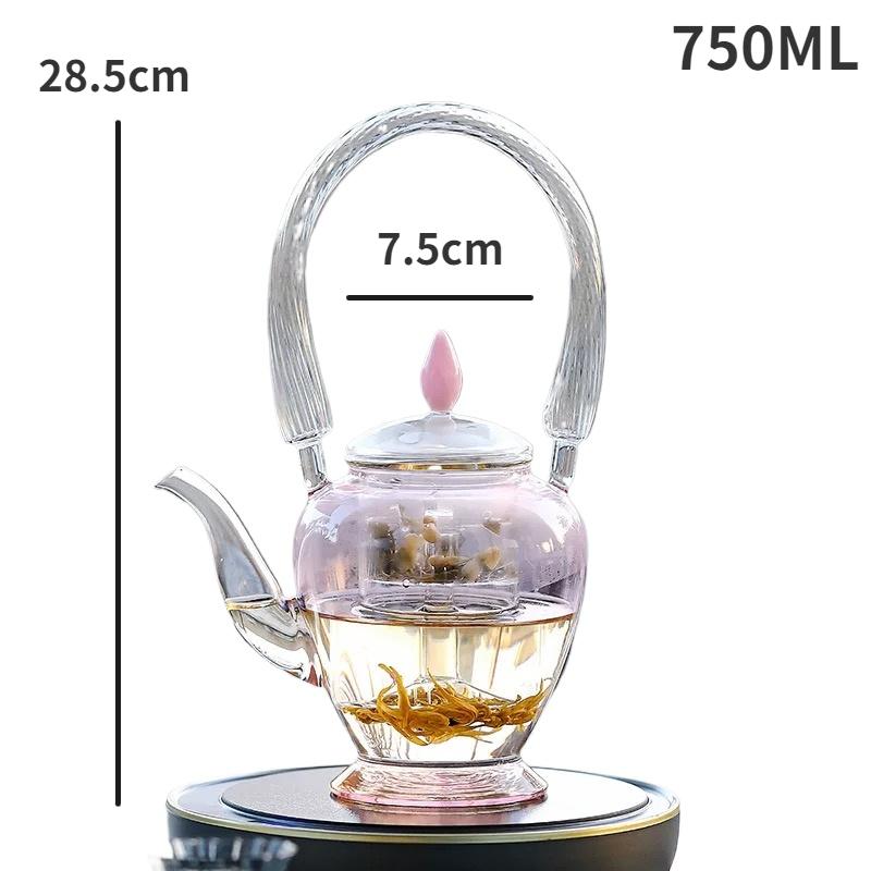 Ceainic din Sticlă Borosilicată Înaltă Roz Ceainic Inclinabil Ceainic pentru Gătit Ceainic pentru Ceai Ceainic de Uz Casnic pentru Fierberea Apei