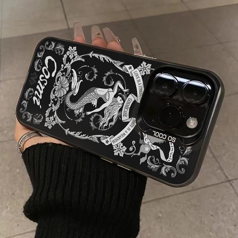Retro European Cupid Mermaid Phone Case For  14 Cases Mi 13 12 11 Lite 13T 12T Poco M6 X6 X5 F5 Pro Laser Shockproof Cover