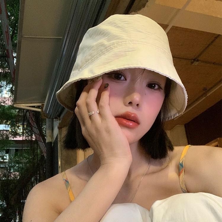Bucket hat women's summer casual thin large brim showing face small sunscreen sunshade bucket hat