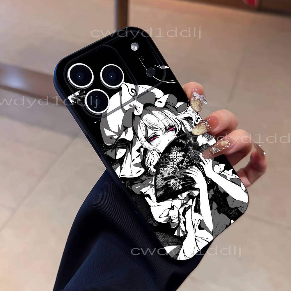 Saigyouji Y-Yuyuko Anime For iPhone 17,16,15,11,12,14,13 Pro Max Mini XS,XR,7 Plus 16E Air Soft Black Dustproof Phone Case