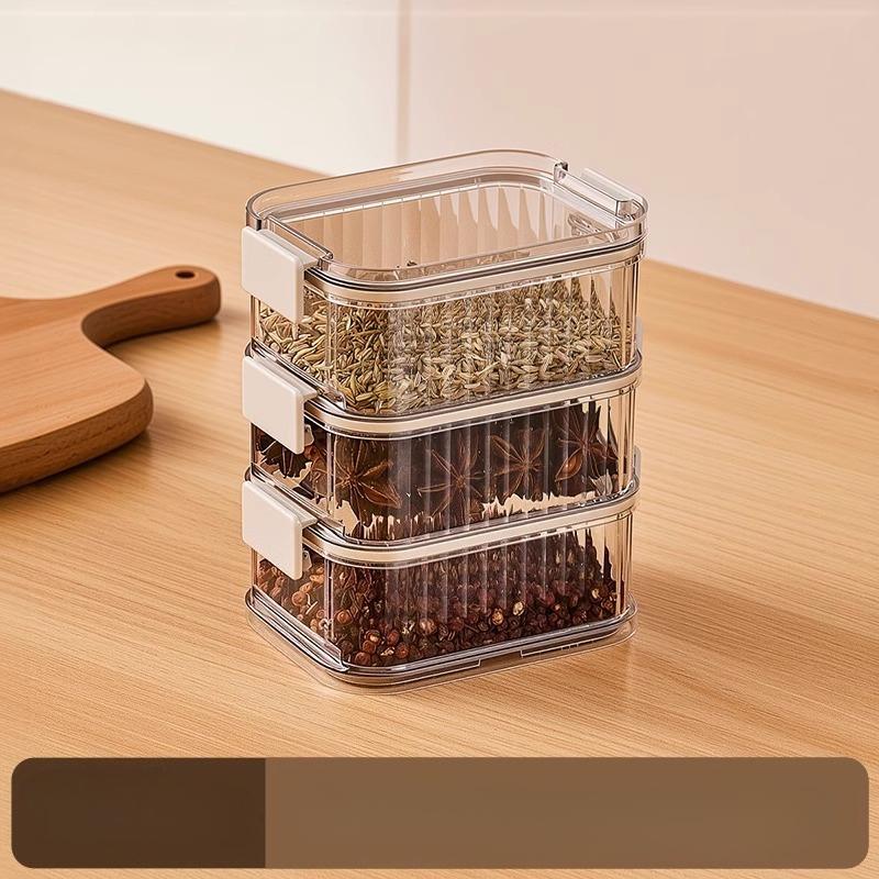 

3/5 шт. Бытовая штабелируемая банка для герметичного хранения продуктов, многослойный контейнер для хранения приправ, портативная универсальная кухонная банка для хранения специй, бобов 3