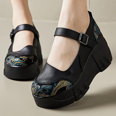Mode GKTINOO Handgemaakt 2025 Lente Herfst Comfortabele Dames Sleehakken Echt Leer Damesschoenen Ronde Neus Platform Hoge Hakken Pumps