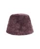 Bajal Fur Long Label Solid Drop Bucket Hat Burgundy