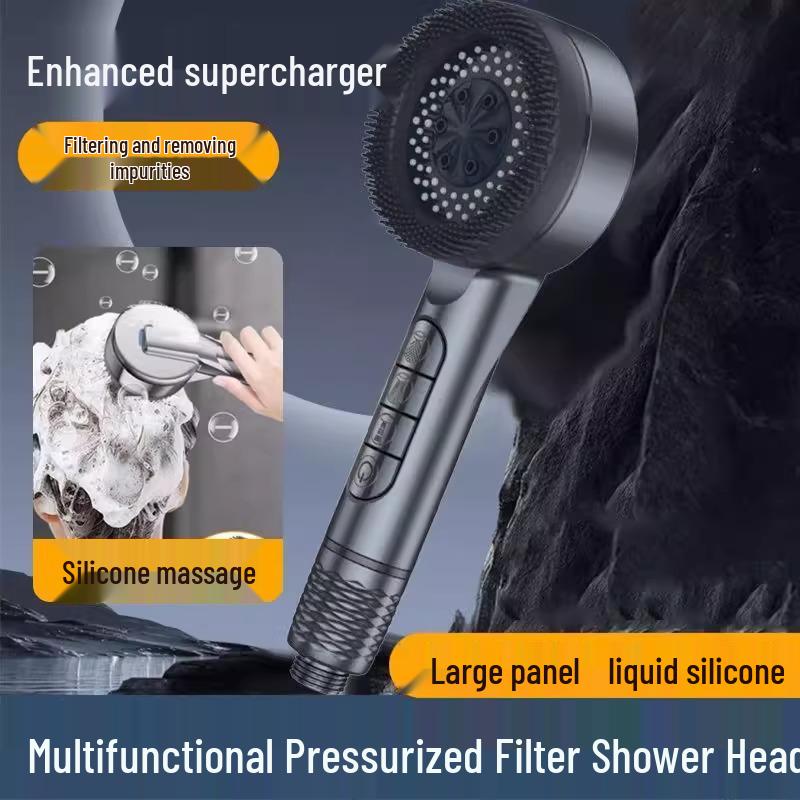 Cross-border Shower Head Set with Powerful Booster and Piano Button Filter