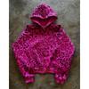 Y2K Leopard Print Hooded Sweatshirt Set Women Loose Fit Zipper Streetwear Two Piece Outfit