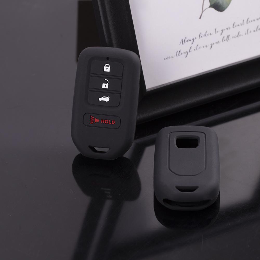 1 PC Black 4 Button Silicone Car Key Case Cover for Honda Accord EX EXL Civic Crv Hrv Pilot Ridgeline 2016 -2018 Pocketor