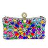 Boutique De FGG Pearl Clasp Colorful Rhinestone Handbags Women Crystal Clutch Evening Bags Wedding Party Dinner Bridal Purse Bag