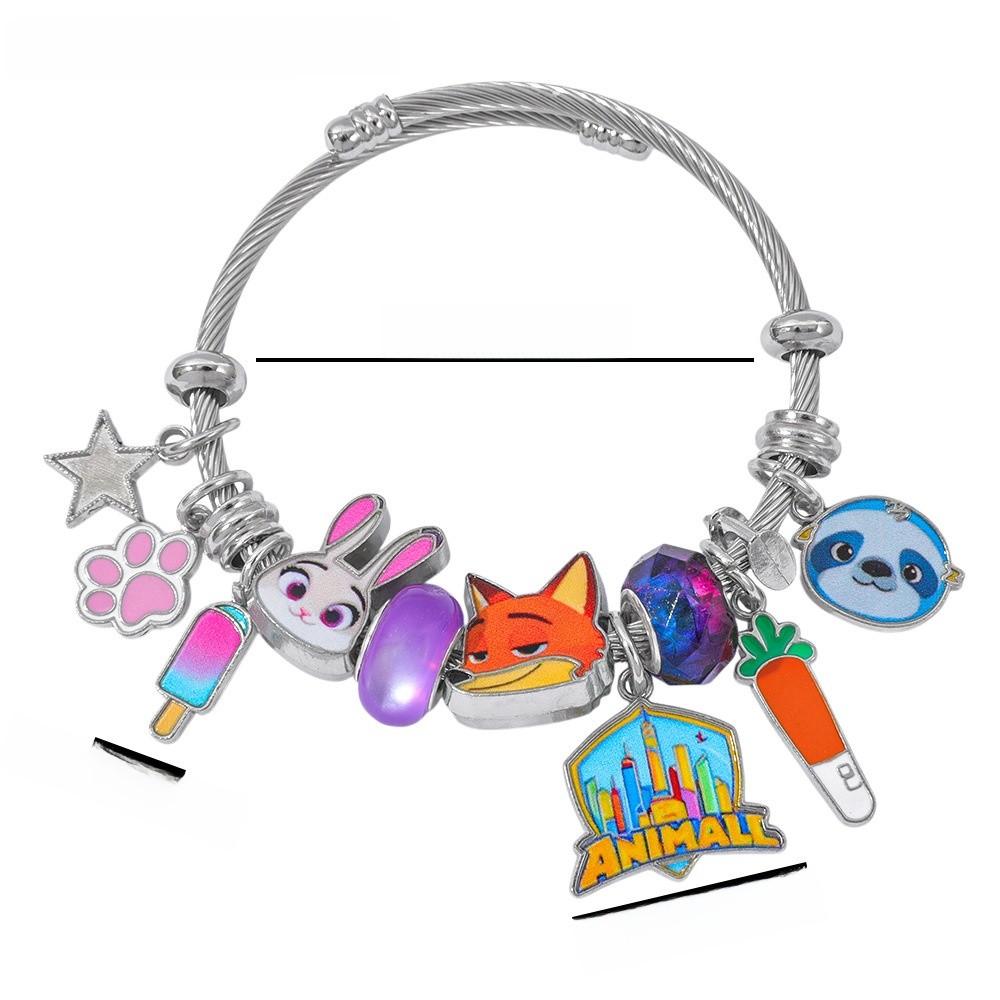 Braccialetto con Perline Personaggio Cartone Animato Zootopia Per Uomo e Donna Accessorio Gioiello