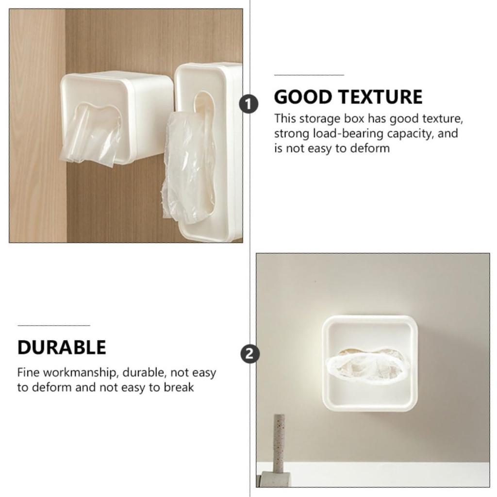 1/2 Pezzi Scatola Porta Guanti Monouso da Parete Contenitore Quadrato per Sacchetti della Spazzatura Pellicola Alimentare Maschere Organizer da Cucina