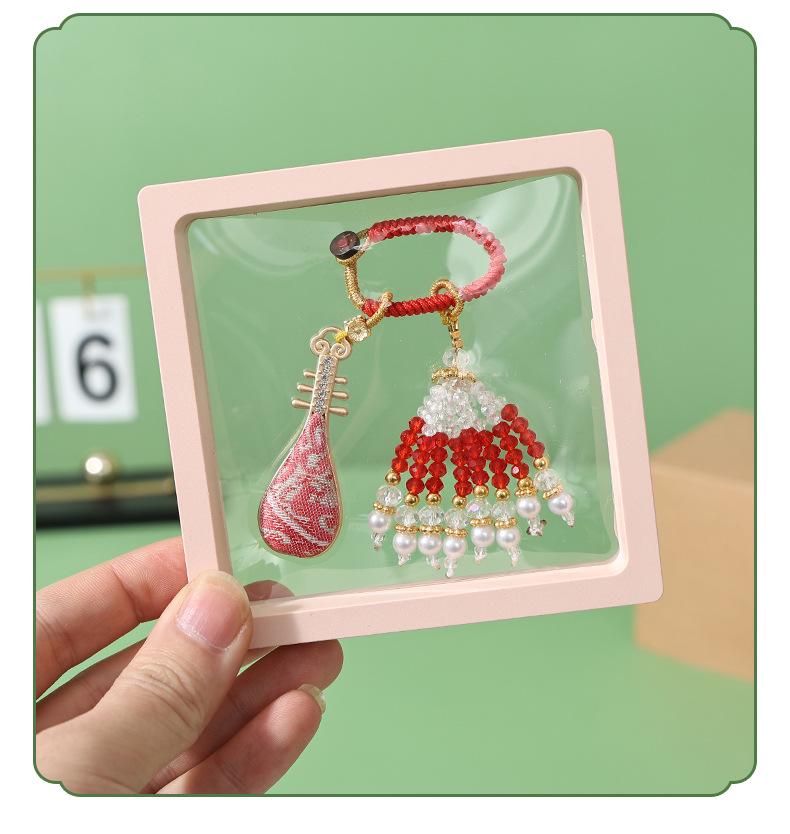 Crystal Tassel Horse Pendant Sachet: Cultural Brocade Keychain Gift