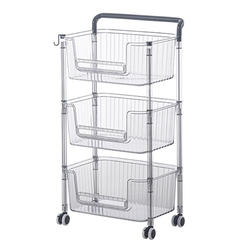 Chariot de Rangement à Roulettes Stable Élégant Multifonctionnel Robuste Organisateur de Rangement Mobile Chariot pour