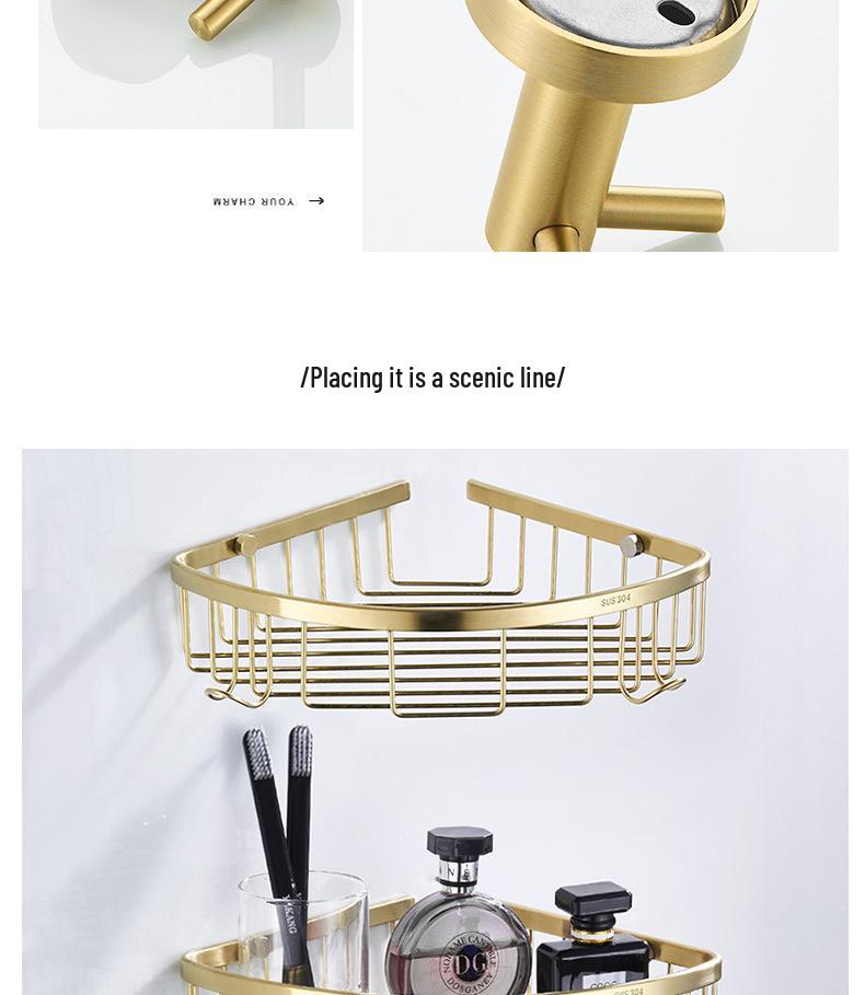 Minimalist Brushed Gold Towel Rack - 304 Stainless Steel Bathroom Hardware Hanger