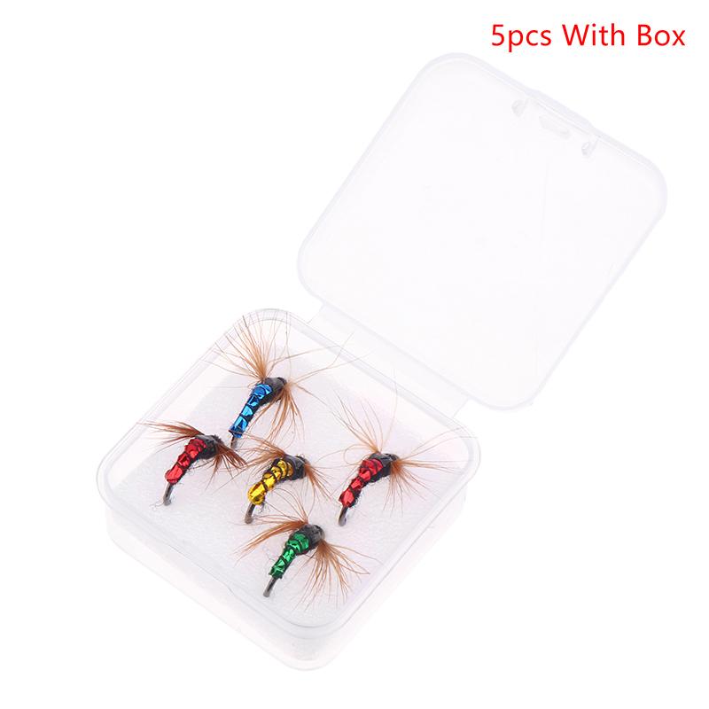 

5/10Pcs Fly Fishing Lure Kit Artificial Insect Fishing Bait Fast Sinking Brass Bead Head Scud Fly Worm Trout Fishing Lure 5Pcs