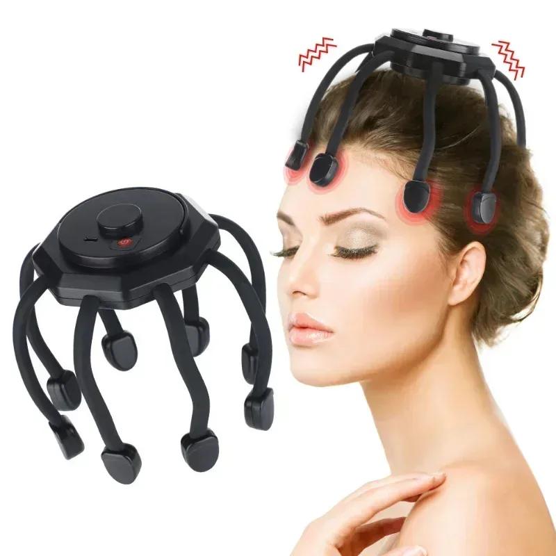 Electric Head Massager Multidimensional Octopus Massager Simulated Fingertip Sensation 5 Modes Scalp Red Light Therapy Device