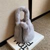 Autumn and winter new plush bag women's Korean version fashion portable bucket bag pumping belt simple single shoulder oblique span hair bag women