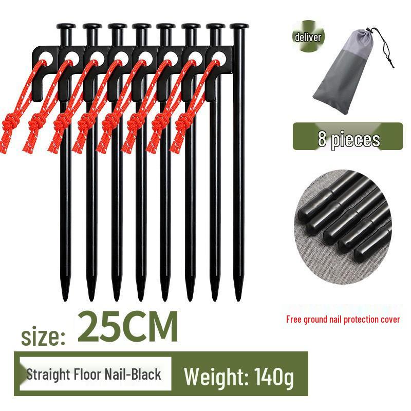 Steel Tent & Tarp Pegs: Thickened, Windproof, Long Camping Peg Set for Outdoor Use