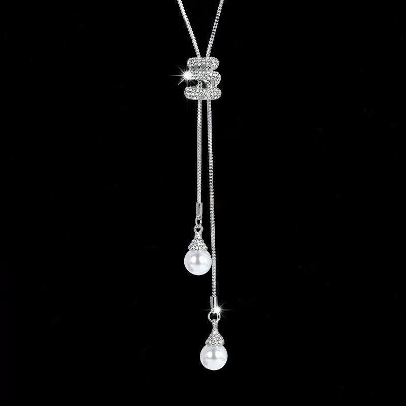 New Classic Simple Pearl Spiral Pendant Long Necklace Tassel Sweater Chain For Women Exquisite Jewelry Accessories Gifts