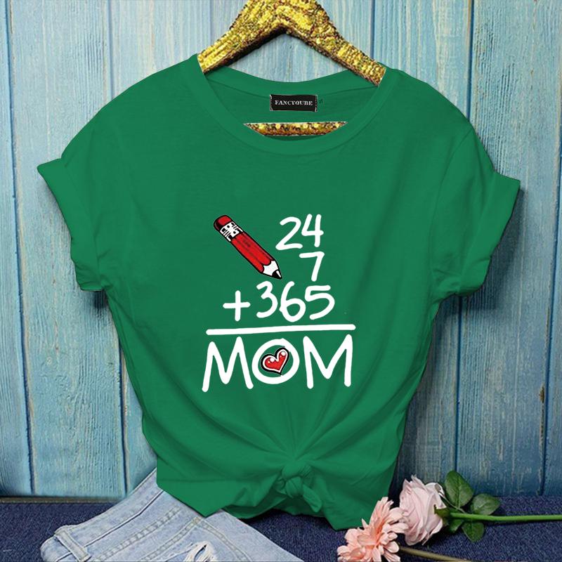 Funny Math Equation MOM T-Shirt Women's Casual Summer Mother's Day T-Shirt Top
