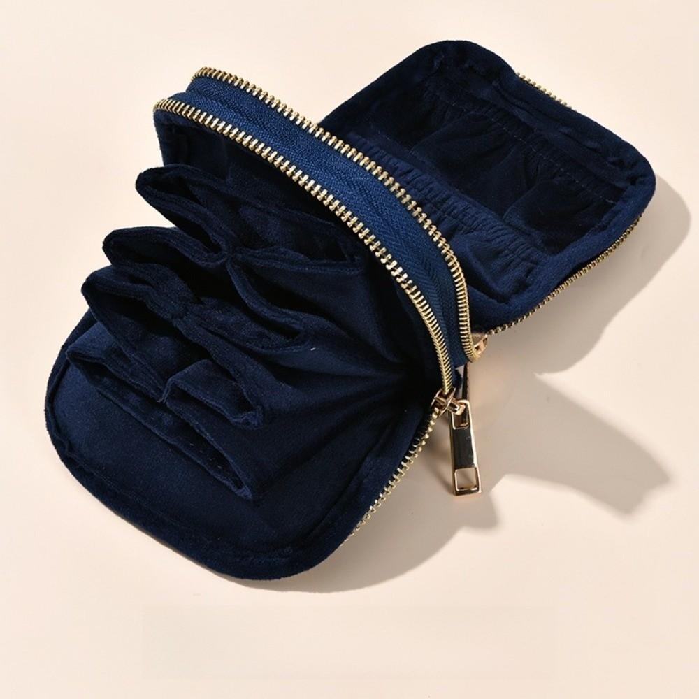 Soft Velvet Jewelry Pouch for Travel Double Layer Jewelry Case for Rings, Bracelets, & Bangles