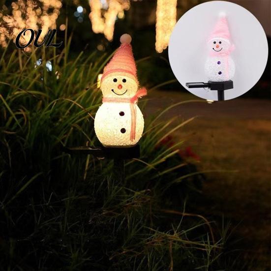 Weather Resistant Outdoor Patio Lights 2Pcs Solar Snowman Garden Lights, Christmas Pathway Waterproof Cute Landscape Lamps LED with Stakes for