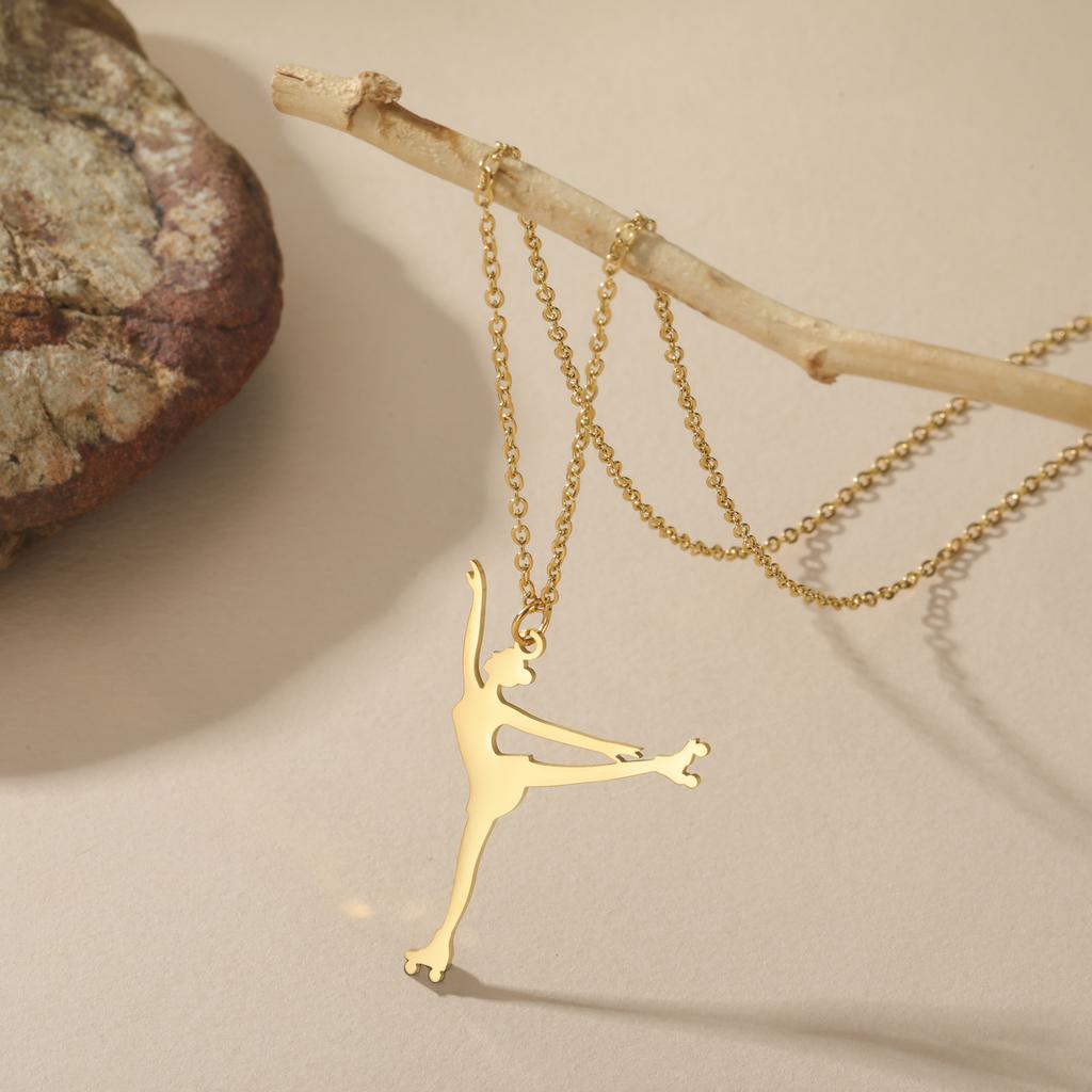 Collar de Patinaje sobre Hielo con Figura Unift para Mujer Hija Acero Inoxidable Patinaje sobre Ruedas Deporte Patinaje Artístico Joyería para Niña Moderno