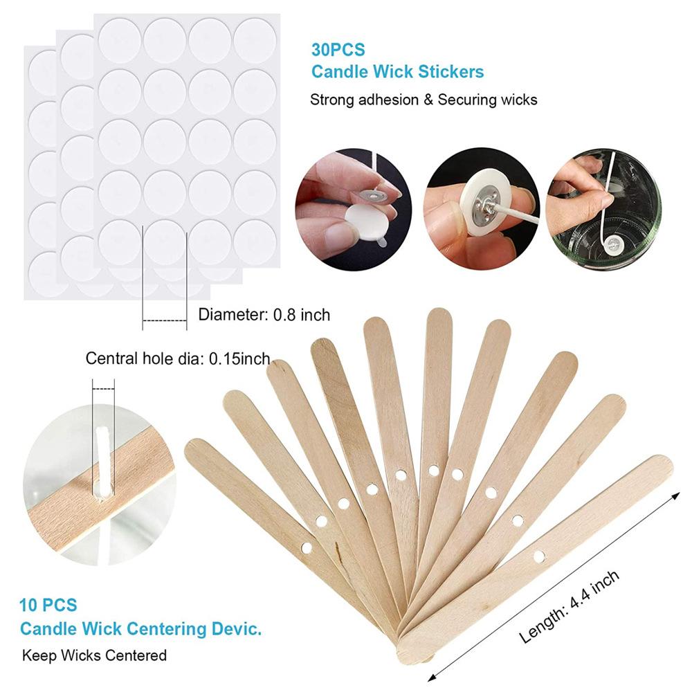 1Set Wooden Candle Holder, Candle Wick, Candle Wick Sticker DIY Candle Making Material