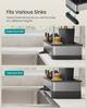 SONGMICS Kitchen Sink Caddy Tidy, Sink Organiser with Sponge Holder, Washing up Caddy for Brushes, Cloths, Soap, Stainless Steel, Space-Saving