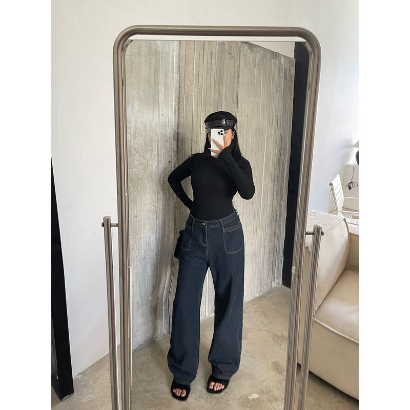 Nan Slightly Oversized Girls American High Waist Denim Female Fall and Winter New Arrival Plus Size Loose Slim Looking Straight Wide Leg Mop Pants
