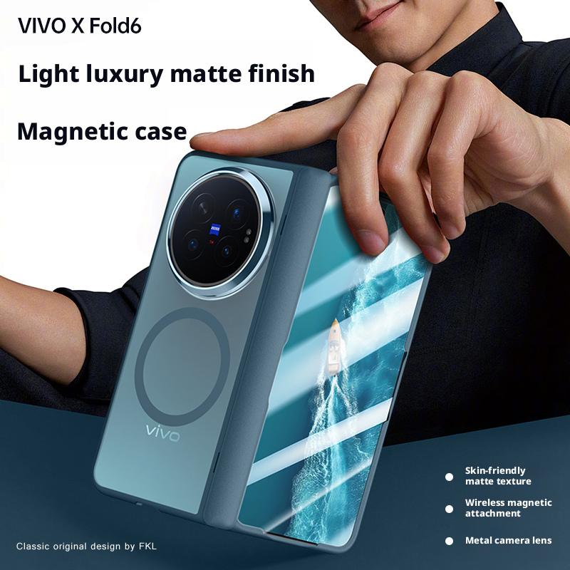 Skin Feel Matte Magnetic Case For Vivo X Fold6 Fold 6 Dual-Axis Hinge All-Inclusive Lens Protection Shockproof Cover