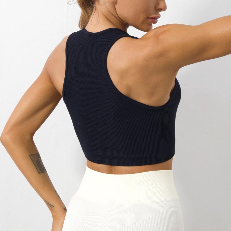 O-Ausschnitt Einfarbiges Crop-Top Damen Einfarbige Basic-T-Shirts Weste Nahtlos Streetwear Elastisches Gestrick Ärmellos Lässige Tanktops Damen