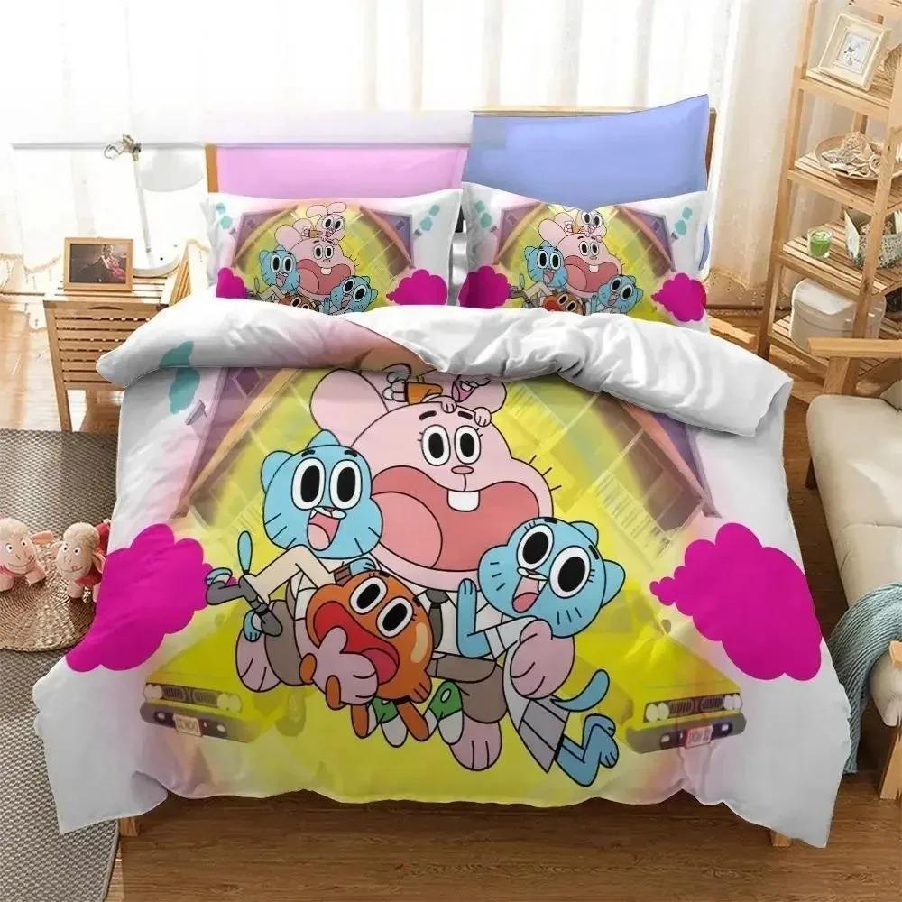 Exquisite The Amazing World of Gumball Print Bedding Set Duvet Cover Comforter Bed Adult Youth Kids Girls Boys Birthday Gift